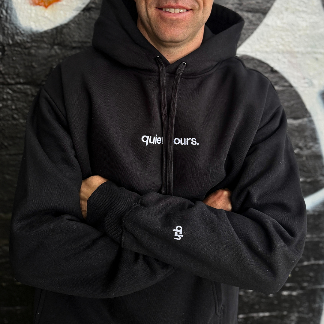 core hoodie with logo cuff - black (pre-order)