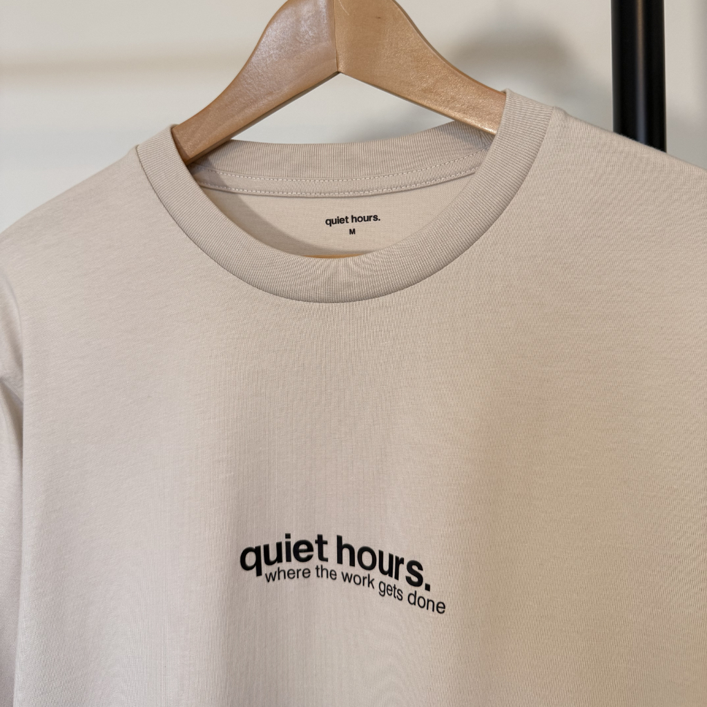 classic long sleeve t-shirt "where the work gets done" - bone