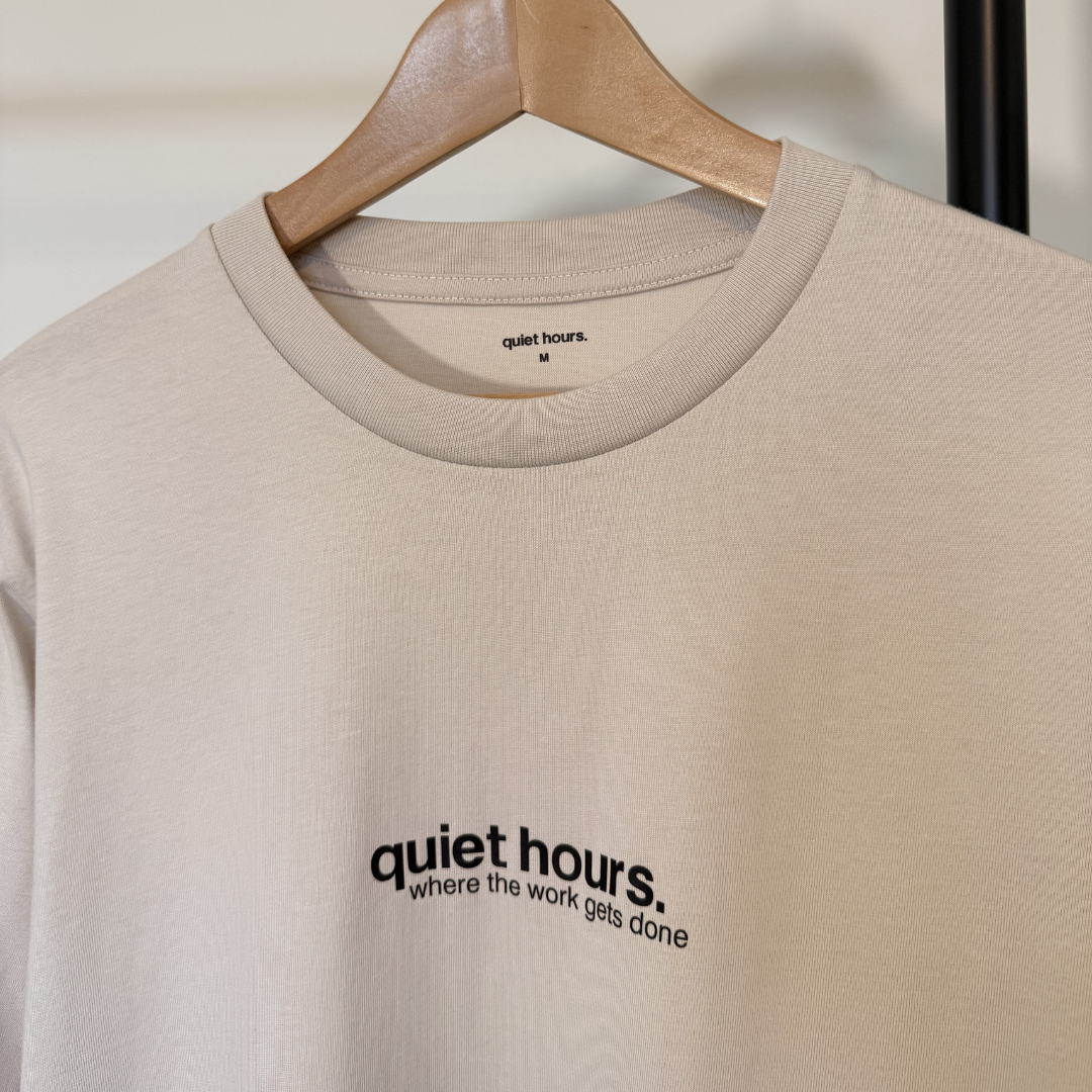 classic long sleeve t-shirt "where the work gets done" - bone
