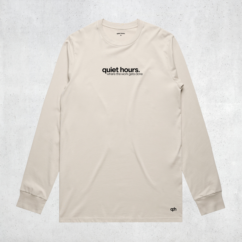 classic long sleeve t-shirt "where the work gets done" - bone
