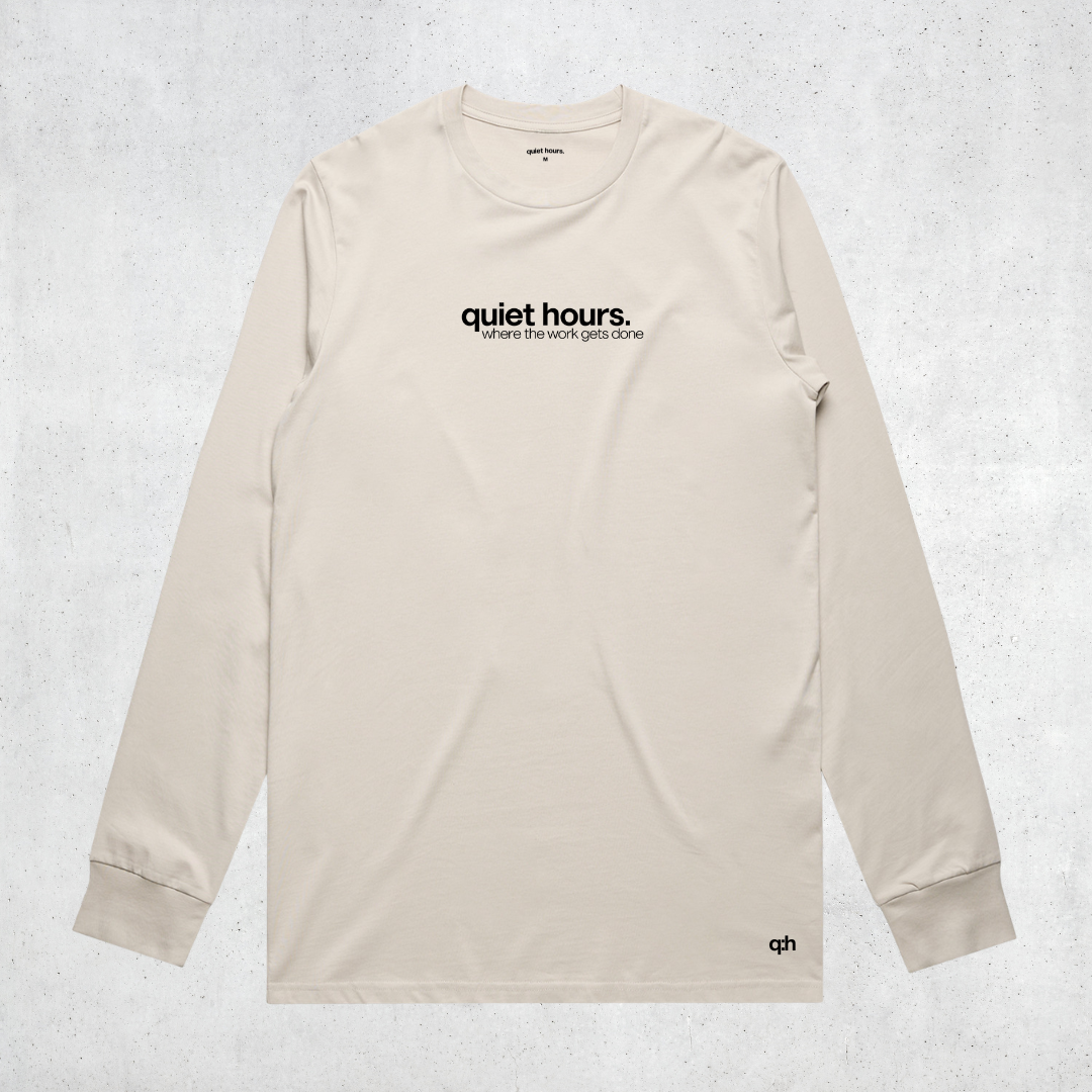 classic long sleeve t-shirt "where the work gets done" - bone